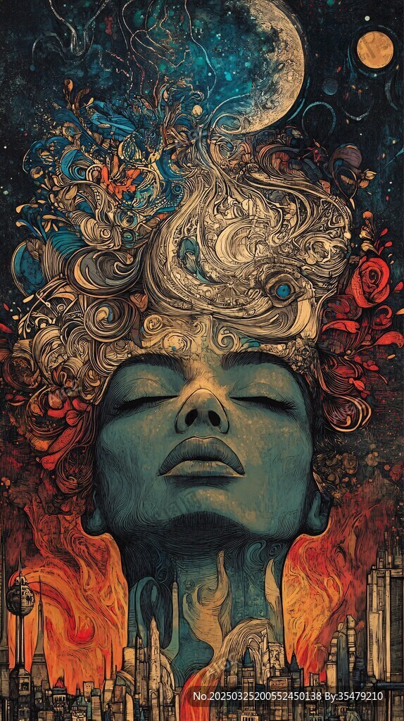 夢(mèng)幻幻想風(fēng)的超現(xiàn)實(shí)人物圖景