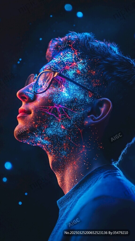 夢幻粒子人臉特效圖像