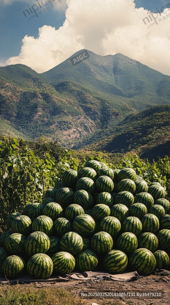 山腳下的西瓜堆成小山