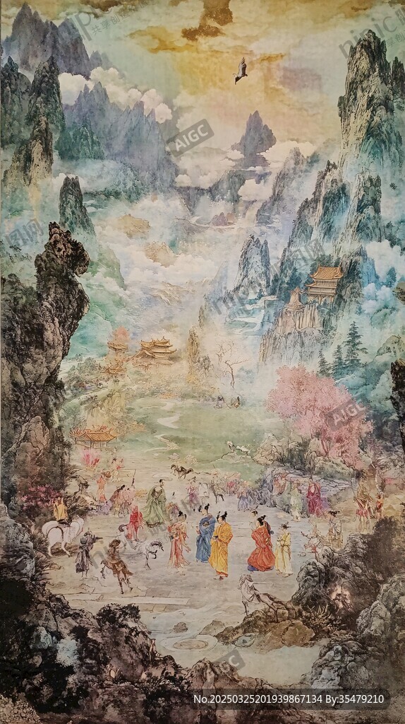 古典山水人物仙境圖