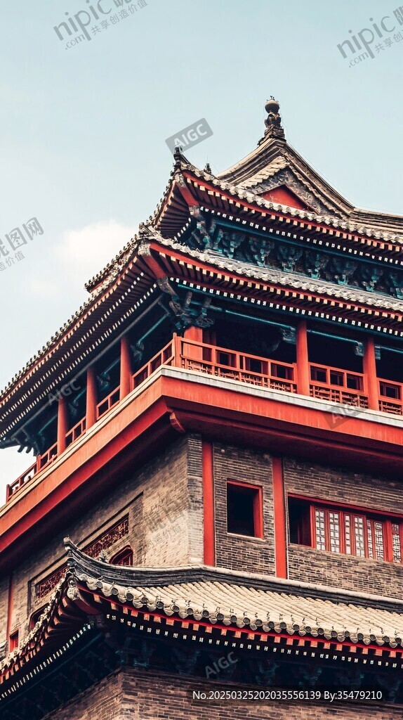 中式古建筑塔樓一角