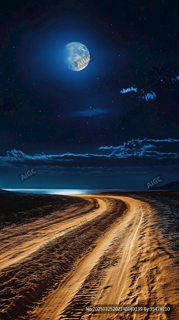 月夜下的荒野之路