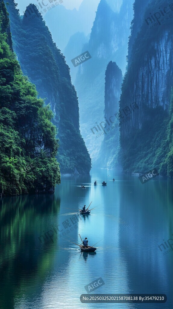 漓江山水間的悠然泛舟