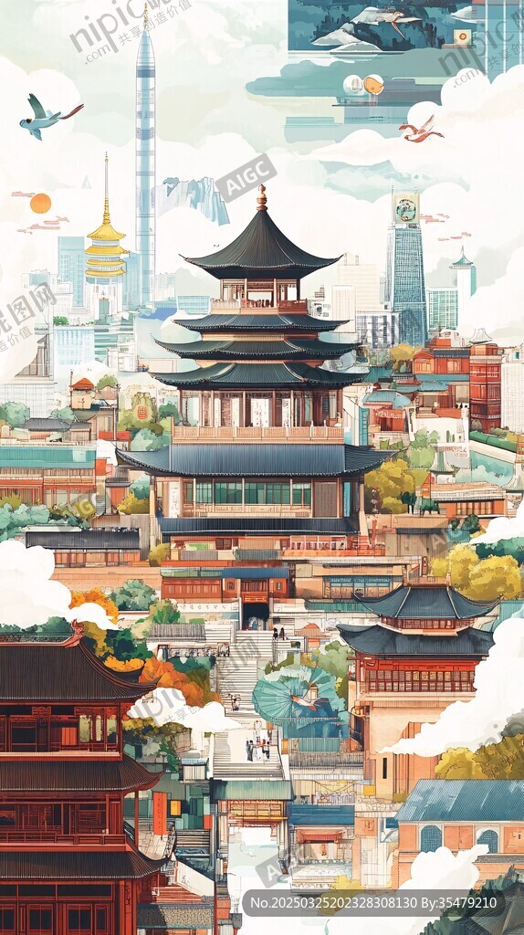 古風(fēng)與現(xiàn)代交融的城市景觀