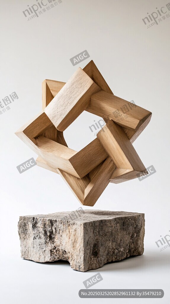 懸浮木塊雕塑展示獨特造型