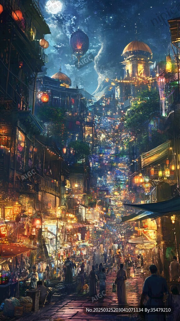 夢幻星際夜市繁華景象