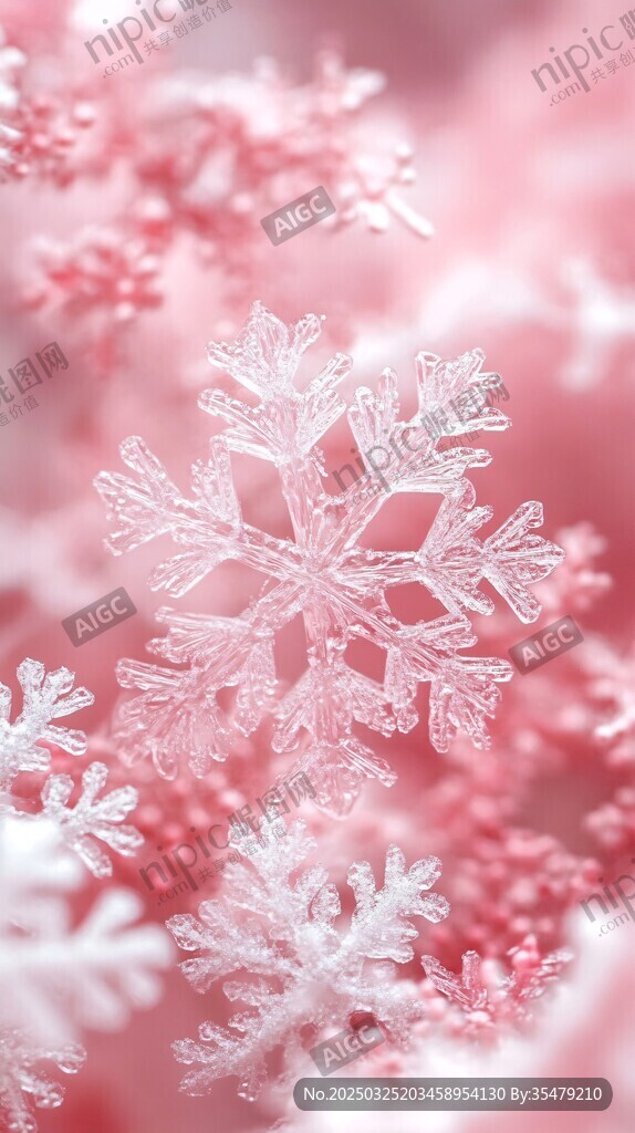 夢幻粉色雪花特寫