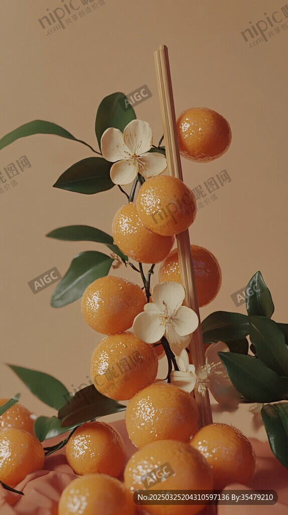 橘果繁花相映成趣