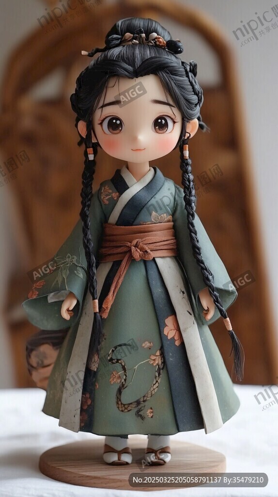 古風漢服小女孩黏土人偶