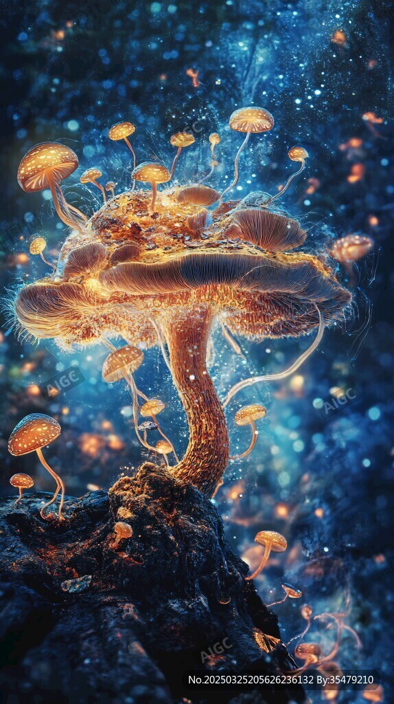 夢幻發光蘑菇的奇幻世界