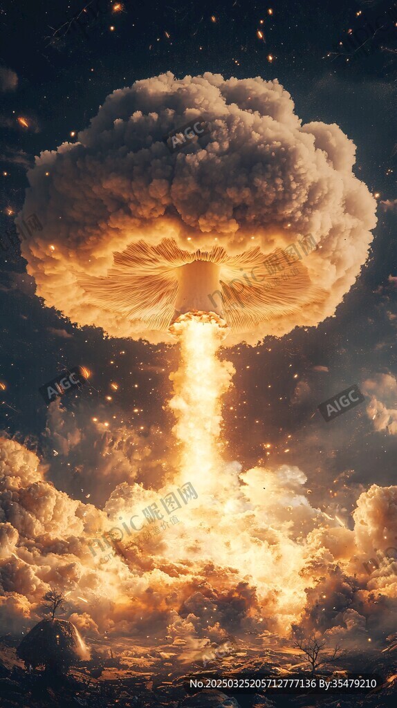 蘑菇云爆炸瞬間壯麗景象