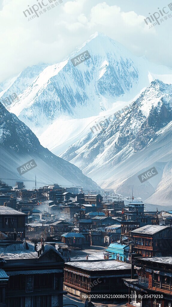 雪山下的寧?kù)o村落