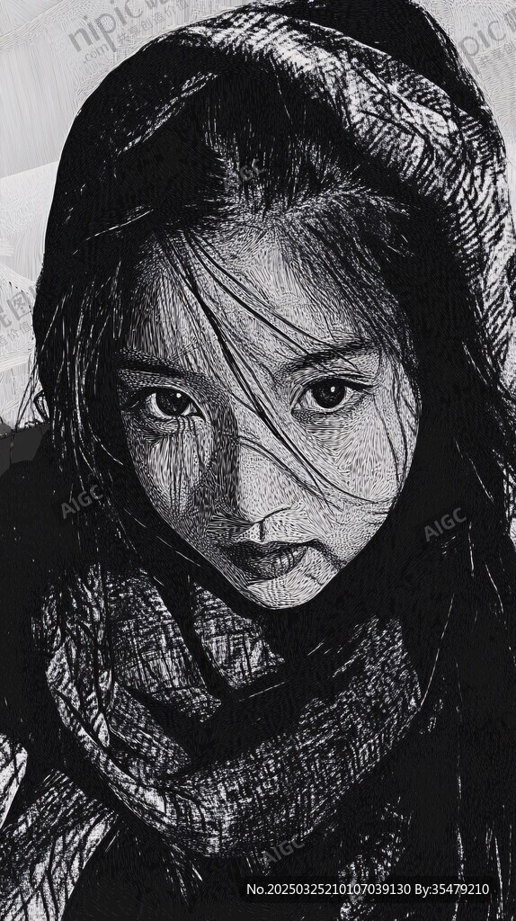 黑白素描下的迷人女性
