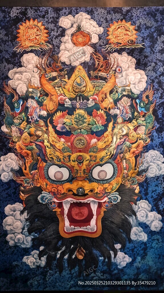 藏式護法神精美圖騰繪畫