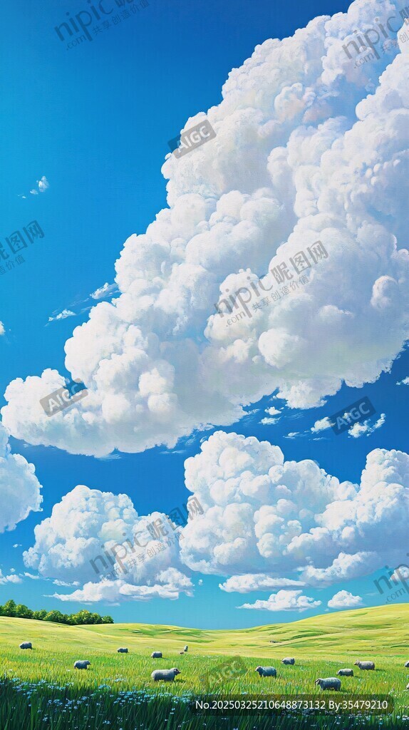 藍天綠地間的夢幻云景