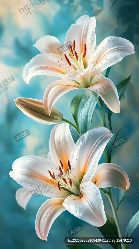 優(yōu)雅綻放的白色百合花