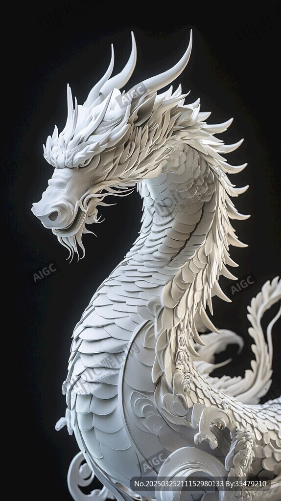 白色龍形雕塑盡顯威嚴