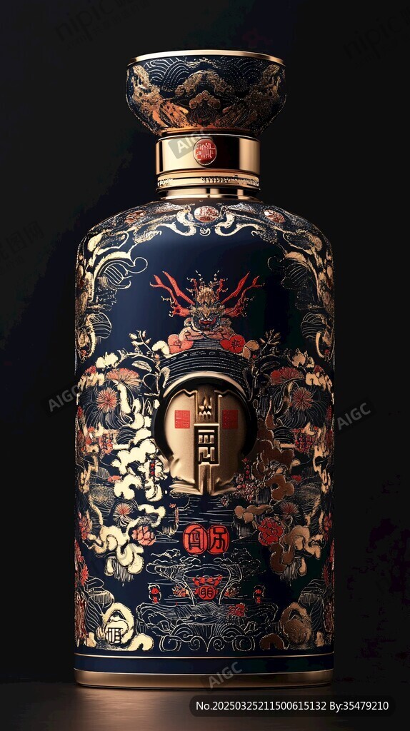 奢華中式龍紋陶瓷酒瓶