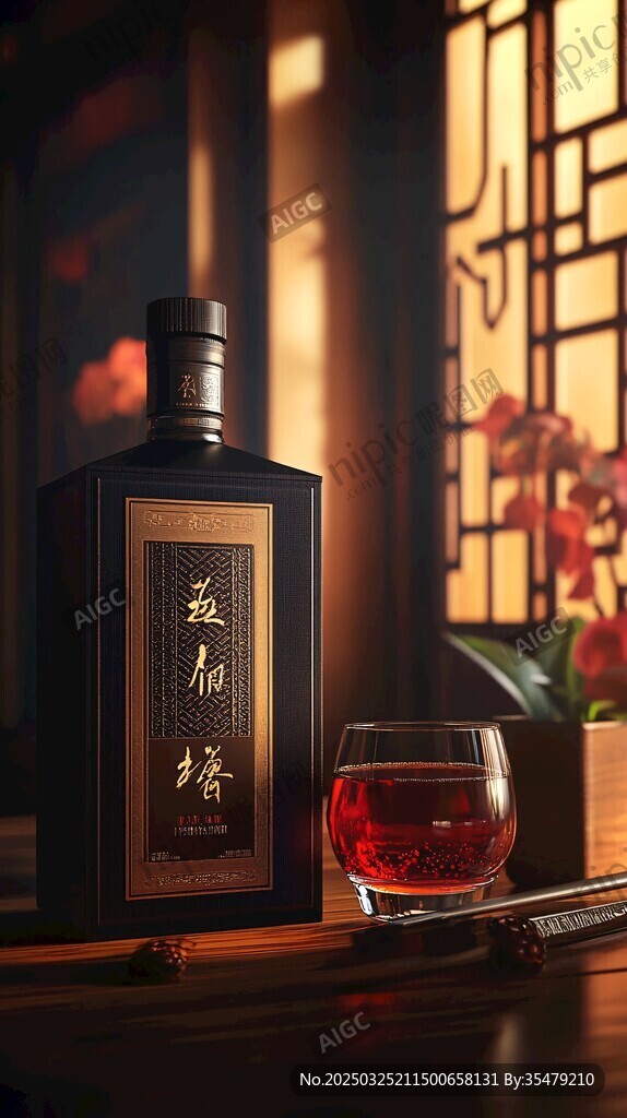 古韻中式場景下的美酒