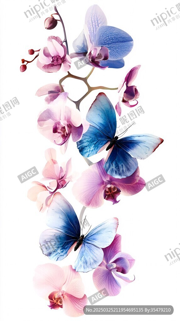 蝶舞蘭香 夢幻花卉圖景