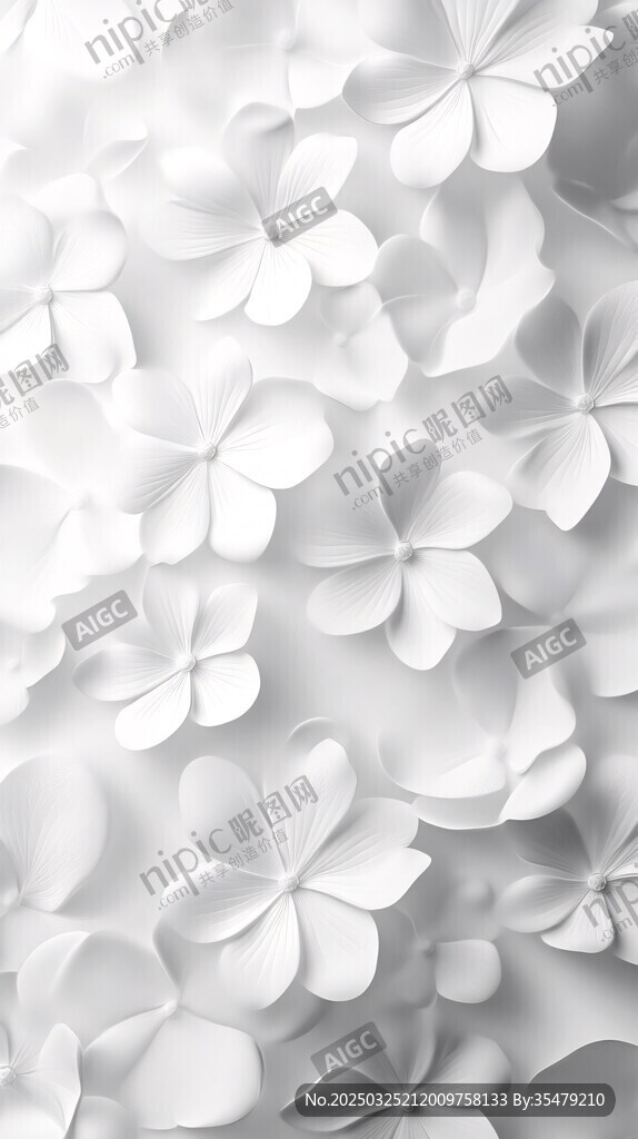 白色立體紙花裝飾背景圖