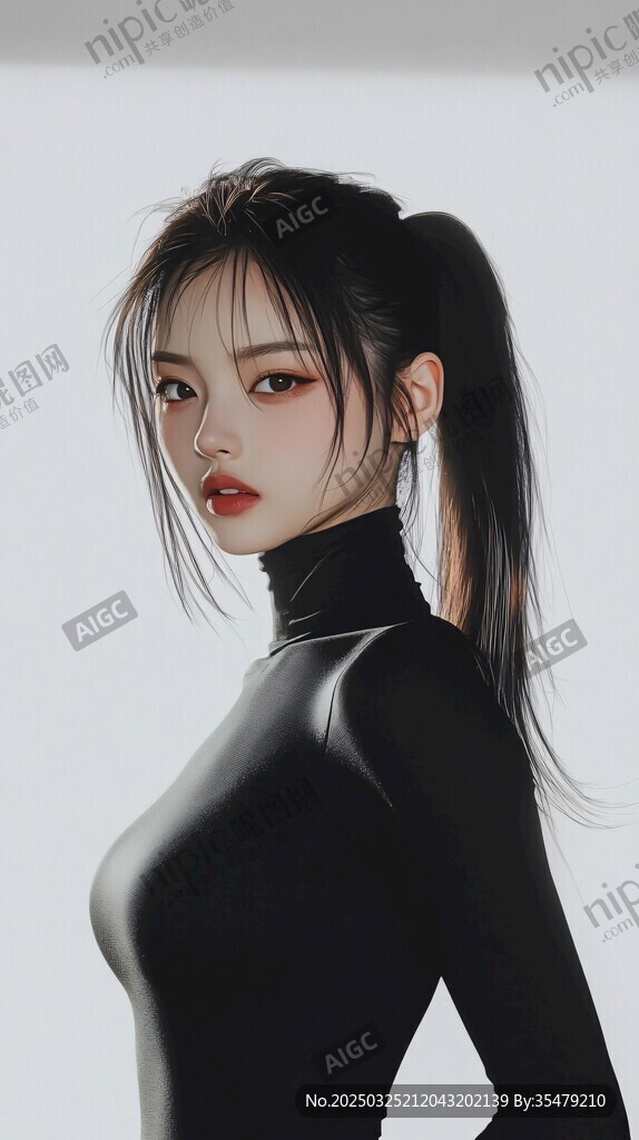 高馬尾黑衣酷颯美少女