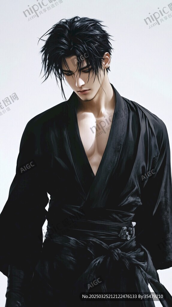黑衣冷峻武士形象