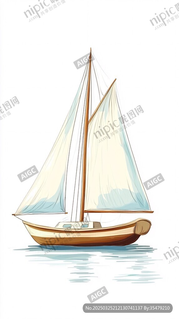 海上帆船插畫