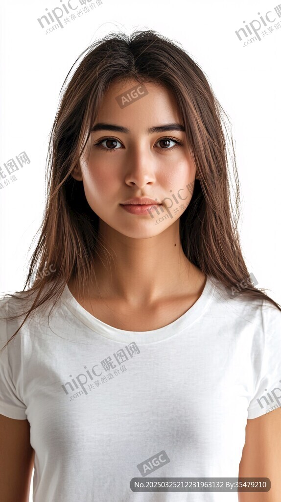 白衣長發(fā)女子的清新肖像
