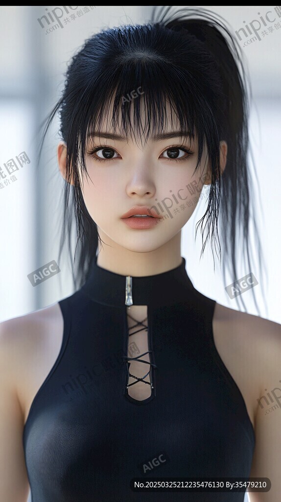 酷颯黑發(fā)女孩時尚造型