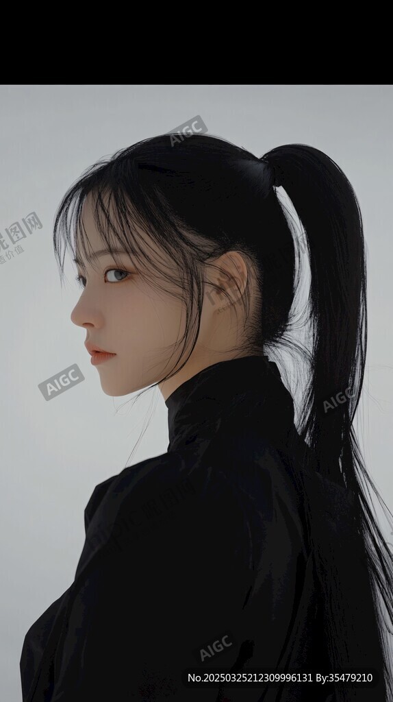 黑色系扎馬尾的酷颯女性