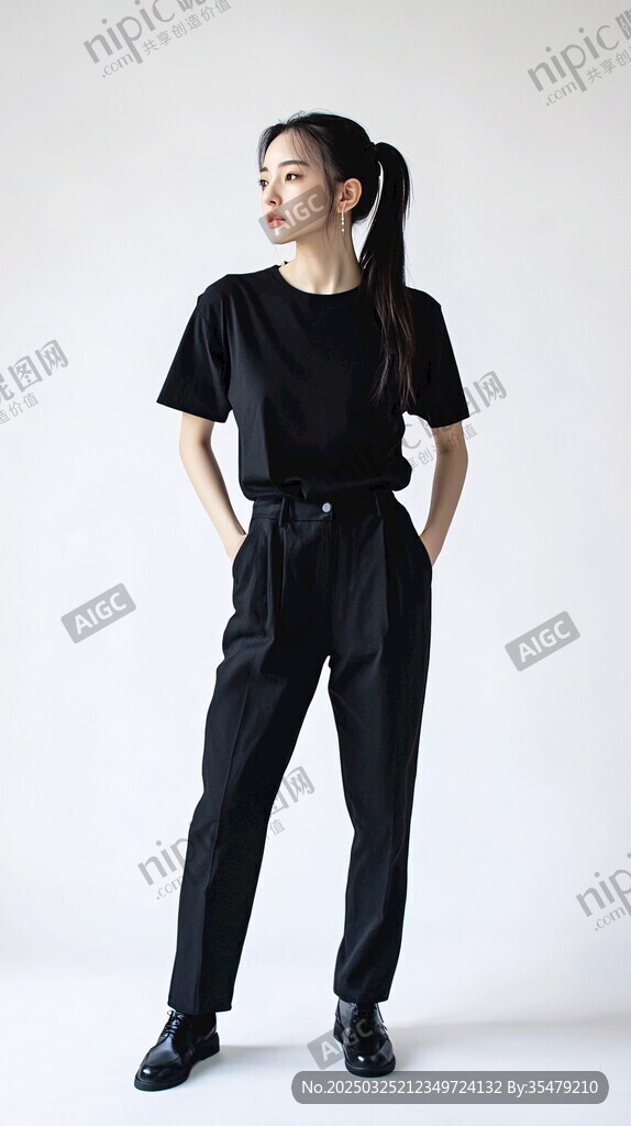 簡(jiǎn)約黑裝女子時(shí)尚造型