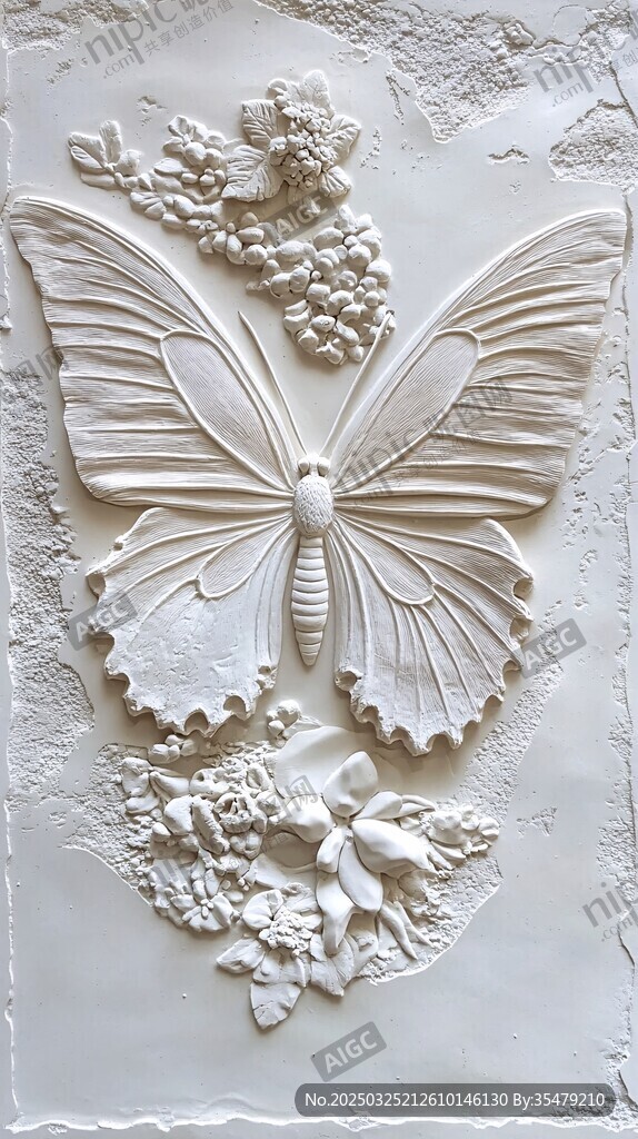 浮雕蝴蝶花卉藝術(shù)作品