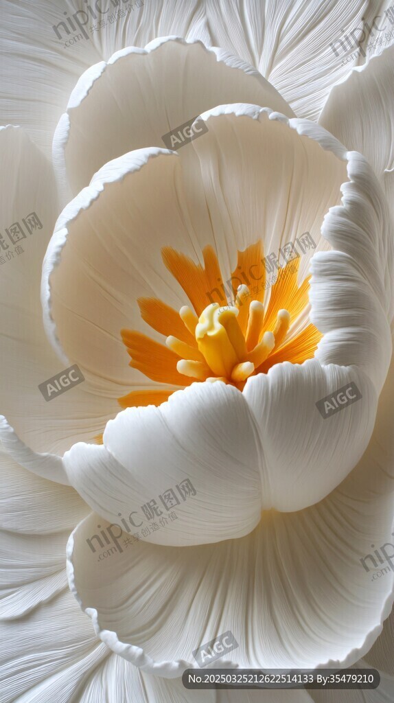 立體白色花朵雕塑特寫