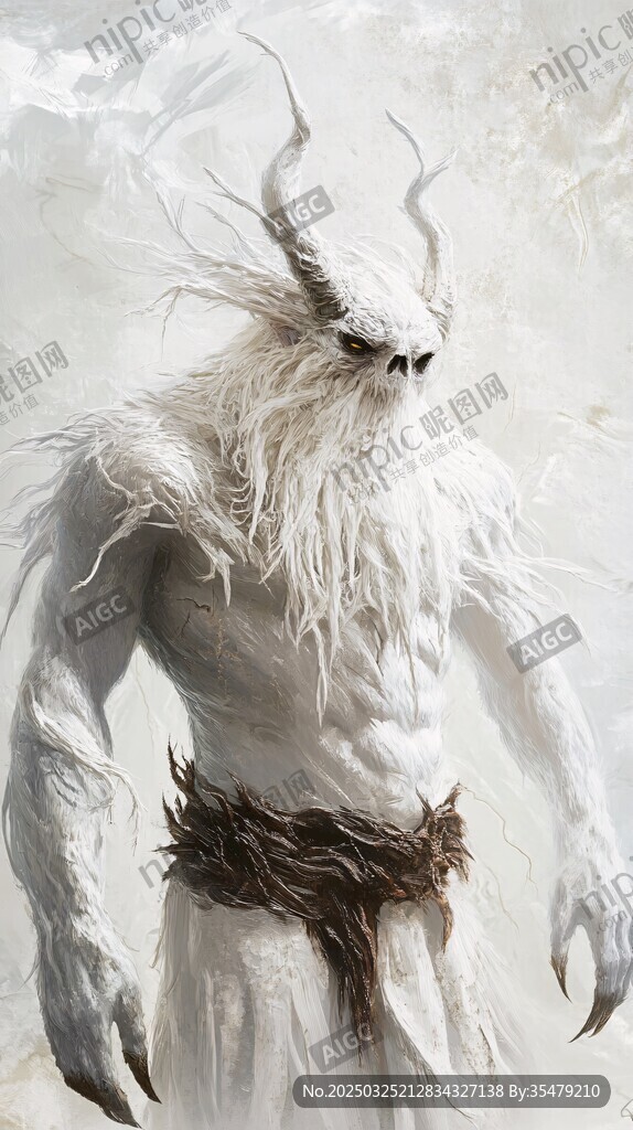 雪地中的猙獰白毛怪物