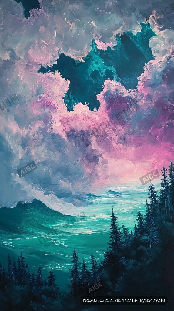 夢(mèng)幻云海下的山林美景