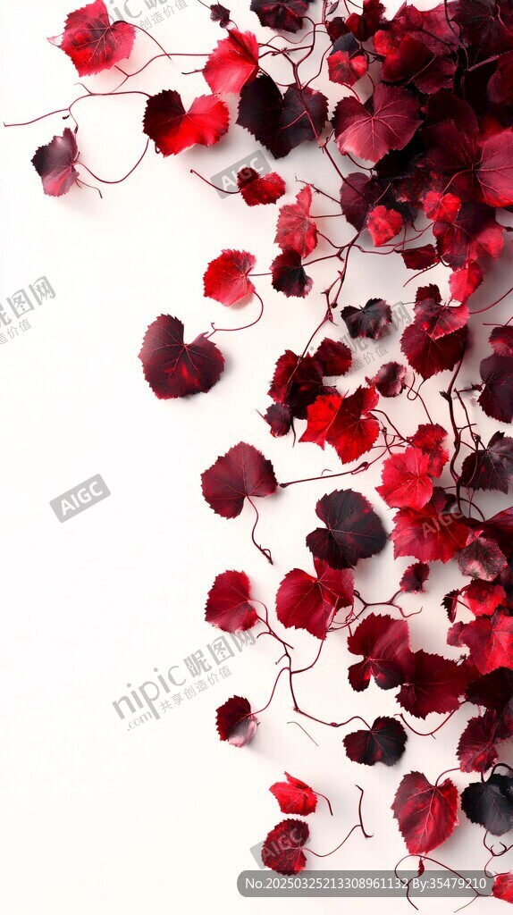 深紅心形葉片垂墜裝飾