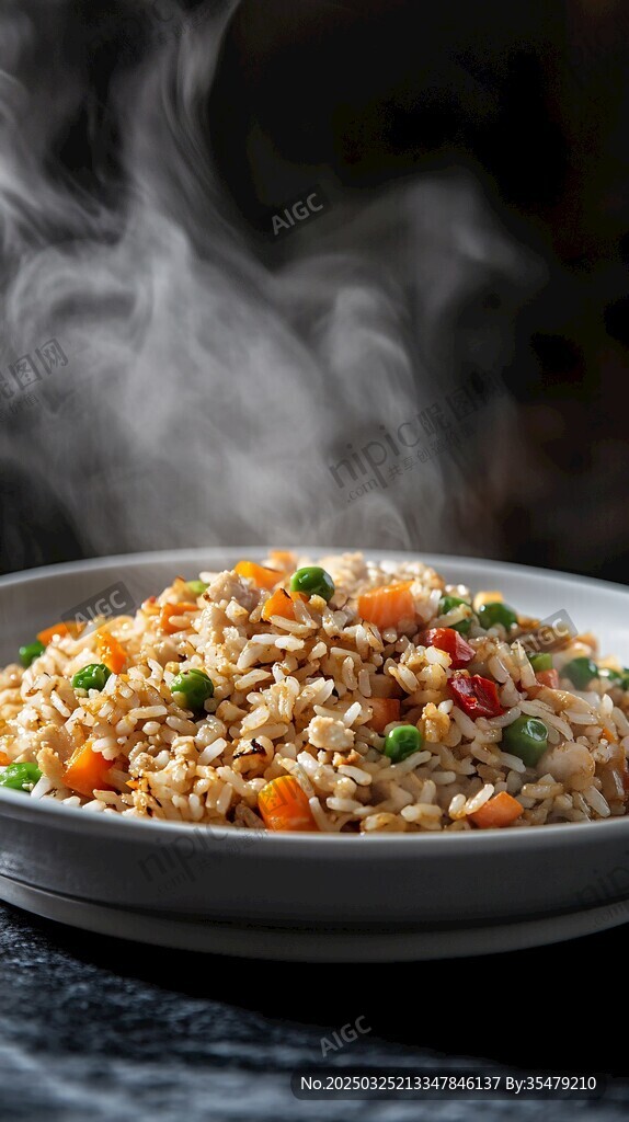 熱氣騰騰的美味蔬菜炒飯
