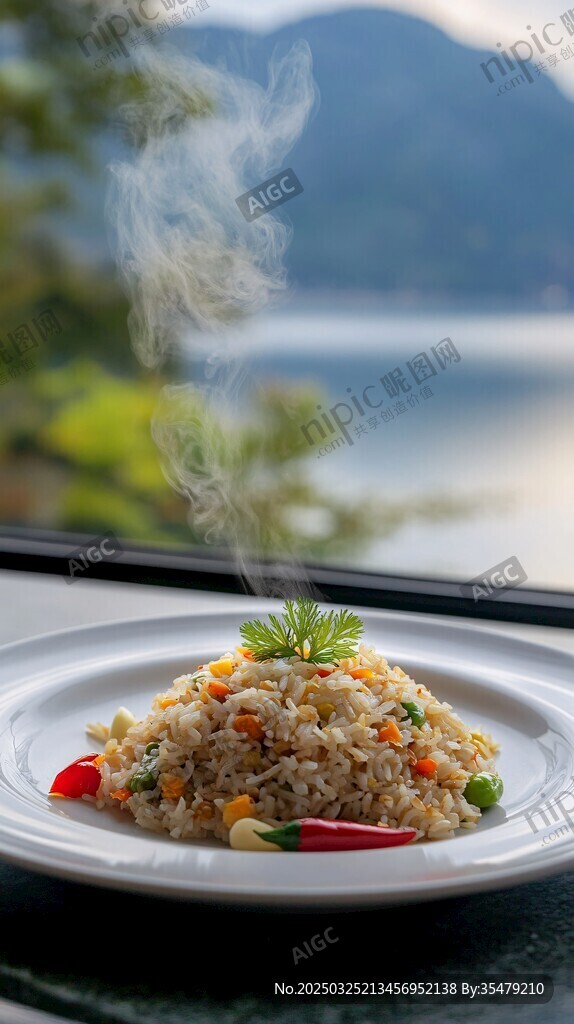 窗邊美味炒飯伴湖景