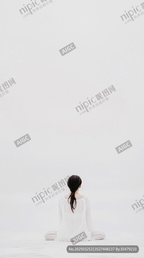 女子雪地靜坐冥想