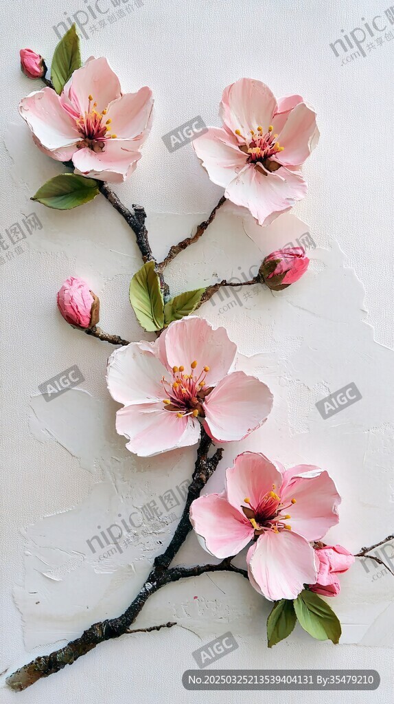 粉色嬌艷桃花枝