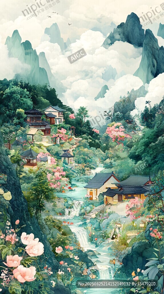 山間桃源 繁花掩映古村落