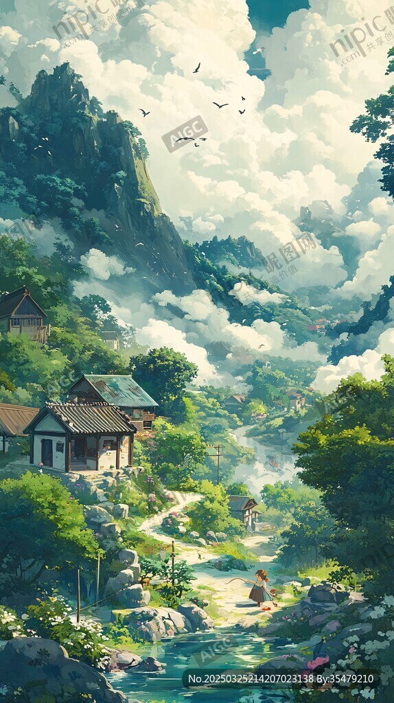 山間村落 詩意的自然景致