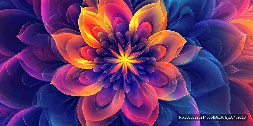 夢幻絢麗抽象花朵圖案