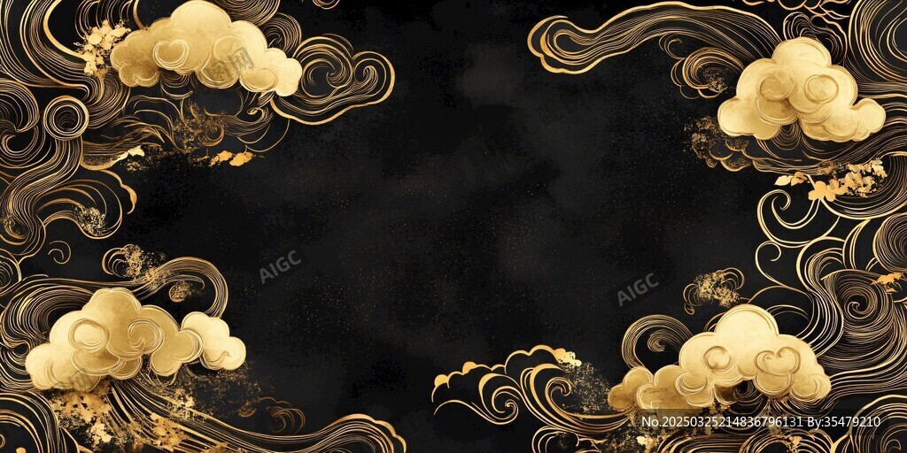 黑金中式云紋華麗背景圖