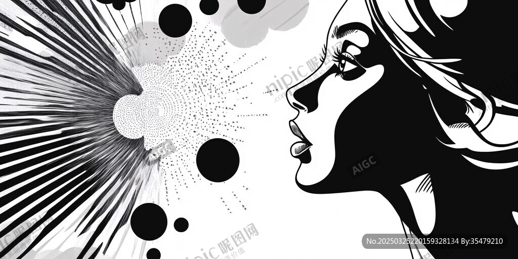 黑白剪影女性的夢(mèng)幻瞬間