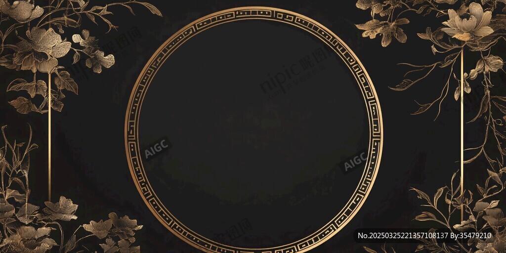 黑金花卉邊框裝飾背景圖