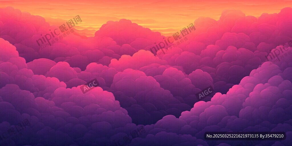 夢幻晚霞云海美景