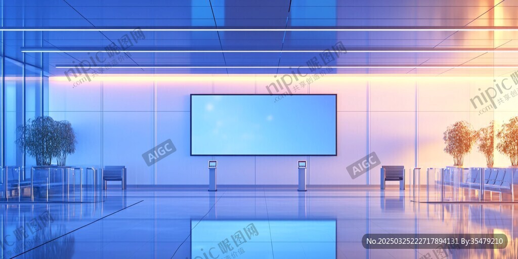 現代明亮的科技感大廳空間