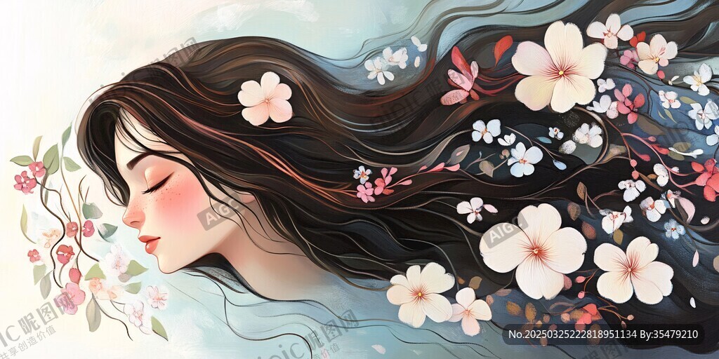 花漾長發(fā)少女的夢幻瞬間